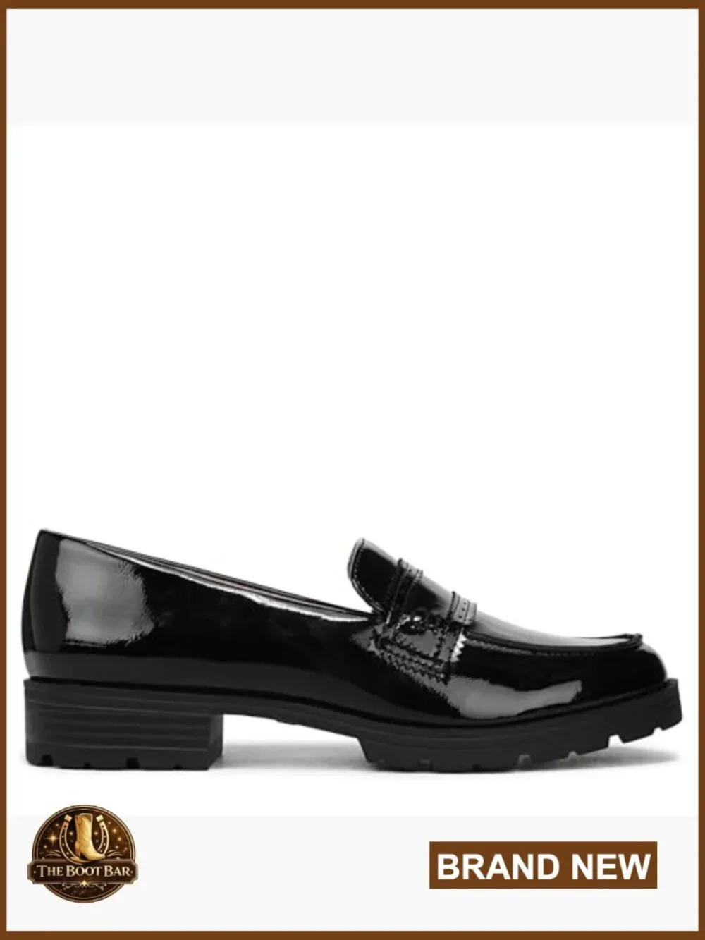 Chunky Loafers with Lug Sole, Slip-On, Block Heel, Faux Leather, Cushioned